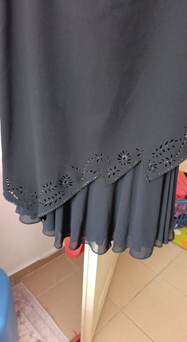 Siyah Uzun Drapeli Gotik Etek - Görsel 2