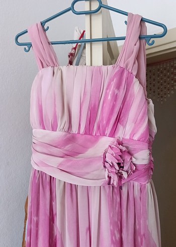 Pembe Drapeli Uzun  Elbise - Görsel 2