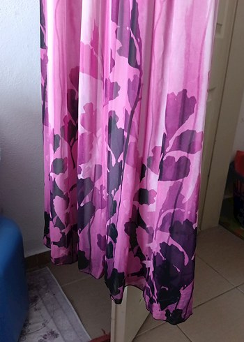 Pembe Drapeli Uzun  Elbise - Görsel 3