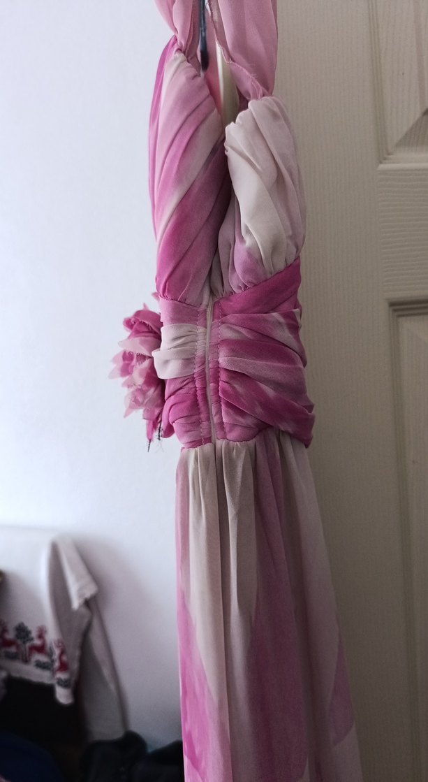 Pembe Drapeli Uzun  Elbise - Görsel 4