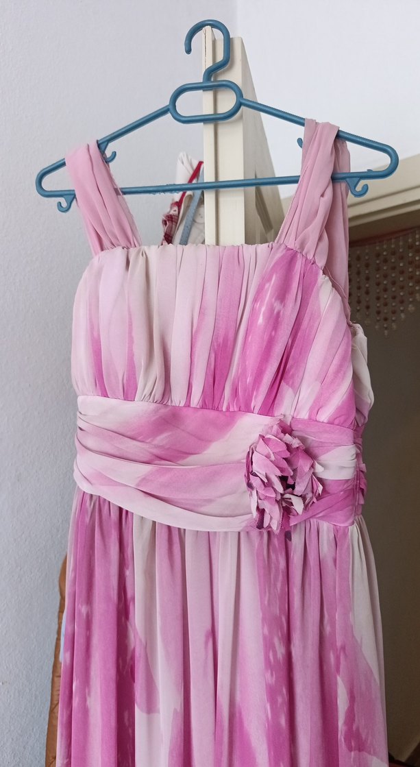 Pembe Drapeli Uzun  Elbise - Görsel 2