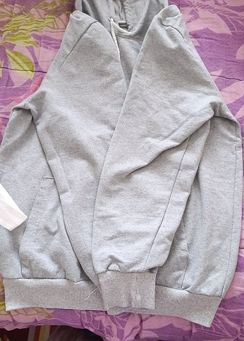 Gri Kapüşonlu çocuk Sweatshirt - Görsel 2