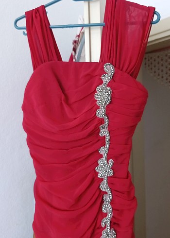 Pembe Drapeli  Abiye Elbise - Görsel 3