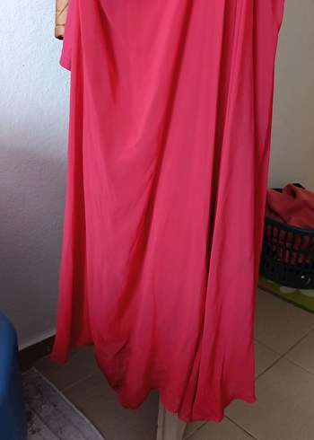 Pembe Drapeli  Abiye Elbise - Görsel 4