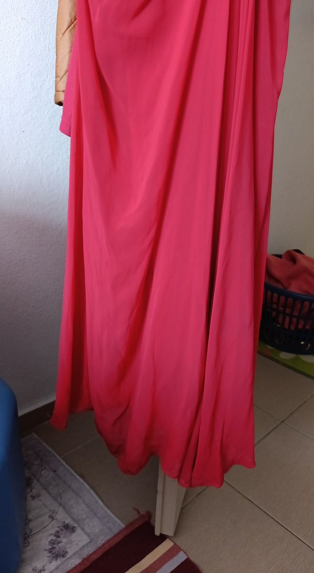 Pembe Drapeli  Abiye Elbise - Görsel 4