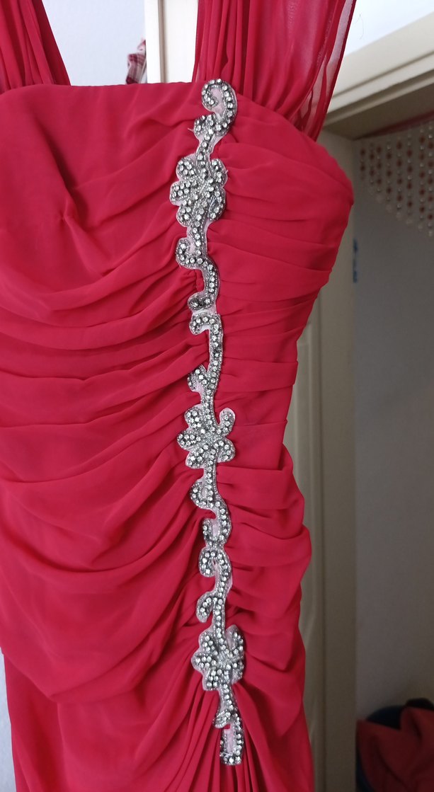 Pembe Drapeli  Abiye Elbise - Görsel 2