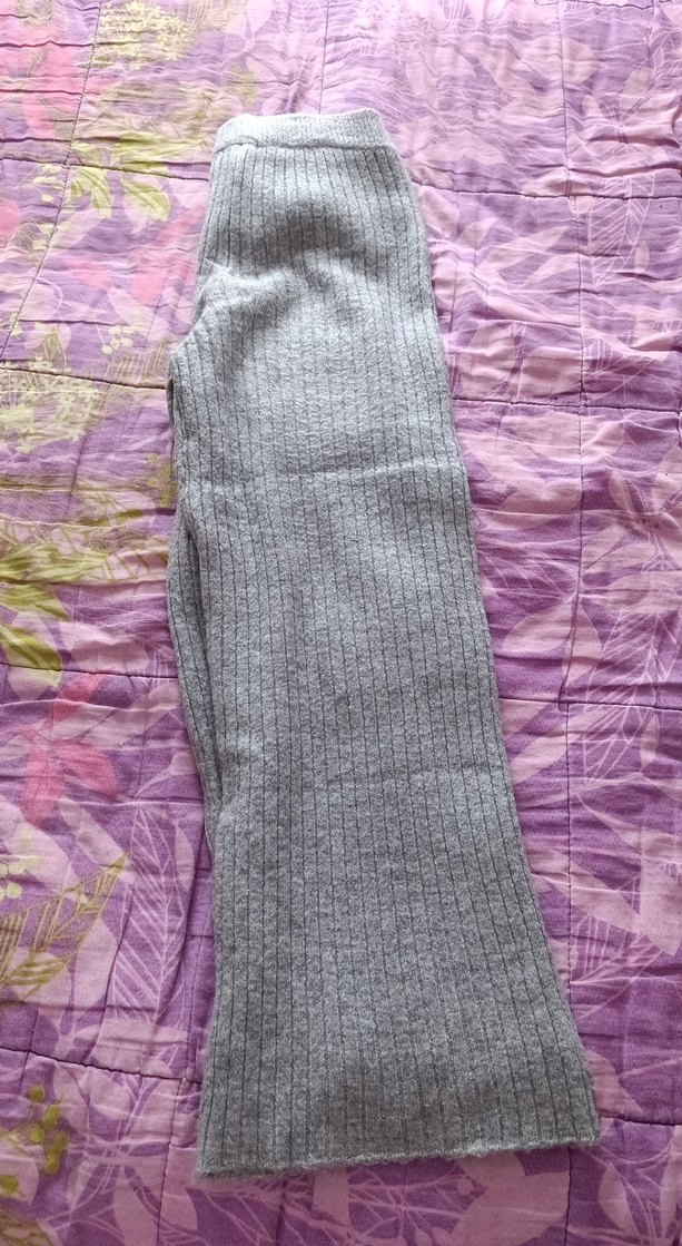 Kadın Gri Örgü Triko Pantolon - Görsel 2