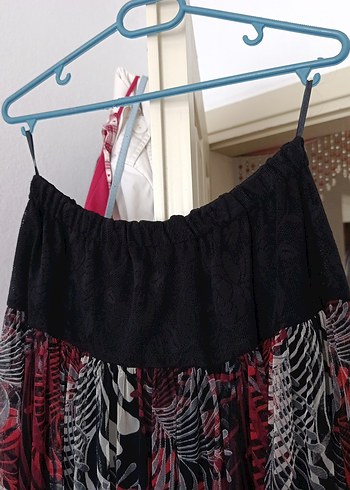 Kırmızı Bohem Uzun Pilili Etek - Görsel 3