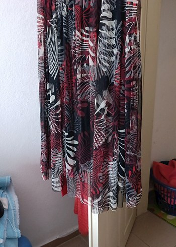 Kırmızı Bohem Uzun Pilili Etek - Görsel 2