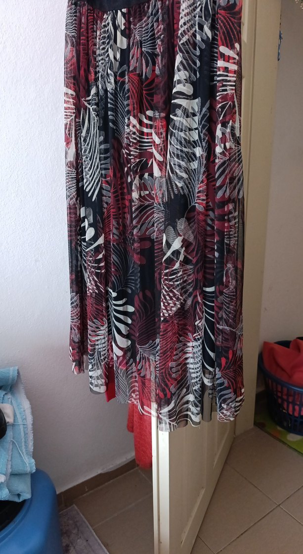 Kırmızı Bohem Uzun Pilili Etek - Görsel 2