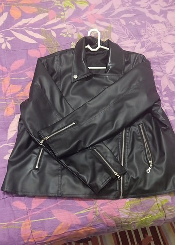 Kadın Siyah Deri Biker Ceket - Görsel 2