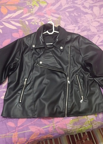 Kadın Siyah Deri Biker Ceket - Görsel 3