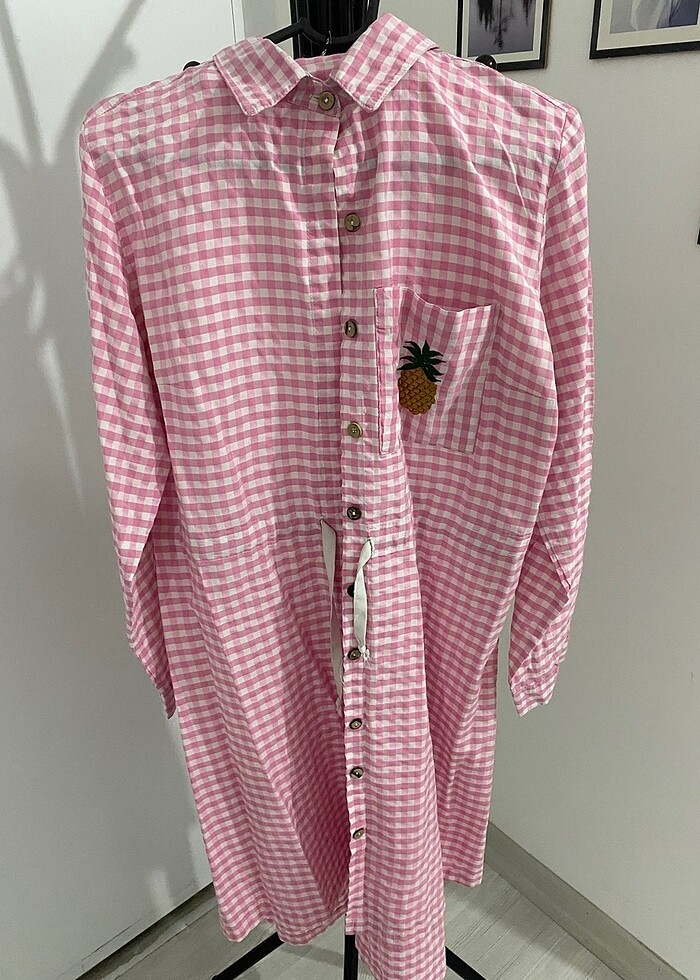 Pembe pötikare gömlek - Görsel 3