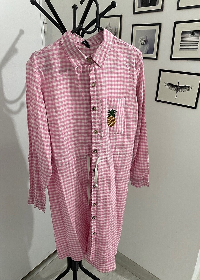 Pembe pötikare gömlek - Görsel 4