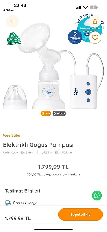 Elektrikli göğüs pompası
