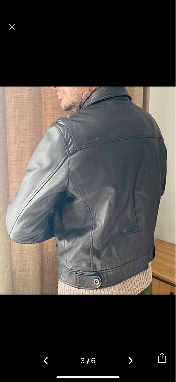m Beden Orijinal Erkek Deri Biker Ceket
