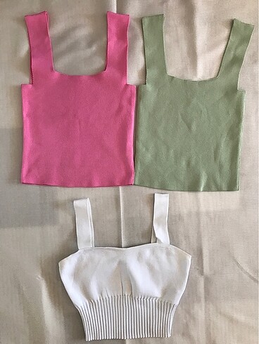Renkli üst crop pembe yeşil beyaz