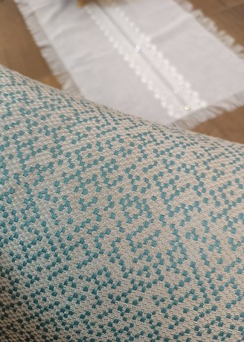 Turkuaz Nakışlı Modern Dekoratif Yastık - Görsel 4