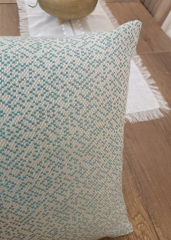 Turkuaz Nakışlı Modern Dekoratif Yastık - Görsel 6