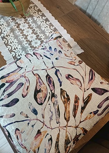 Çağdaş Bej ve Gri Çiçekli Kırlent - Görsel 5