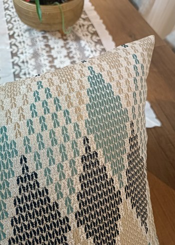 Bohem Tarzı Gri Turkuaz Desenli Kırlent kılıfı - Görsel 5