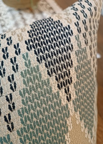 Bohem Tarzı Gri Turkuaz Desenli Kırlent kılıfı - Görsel 9