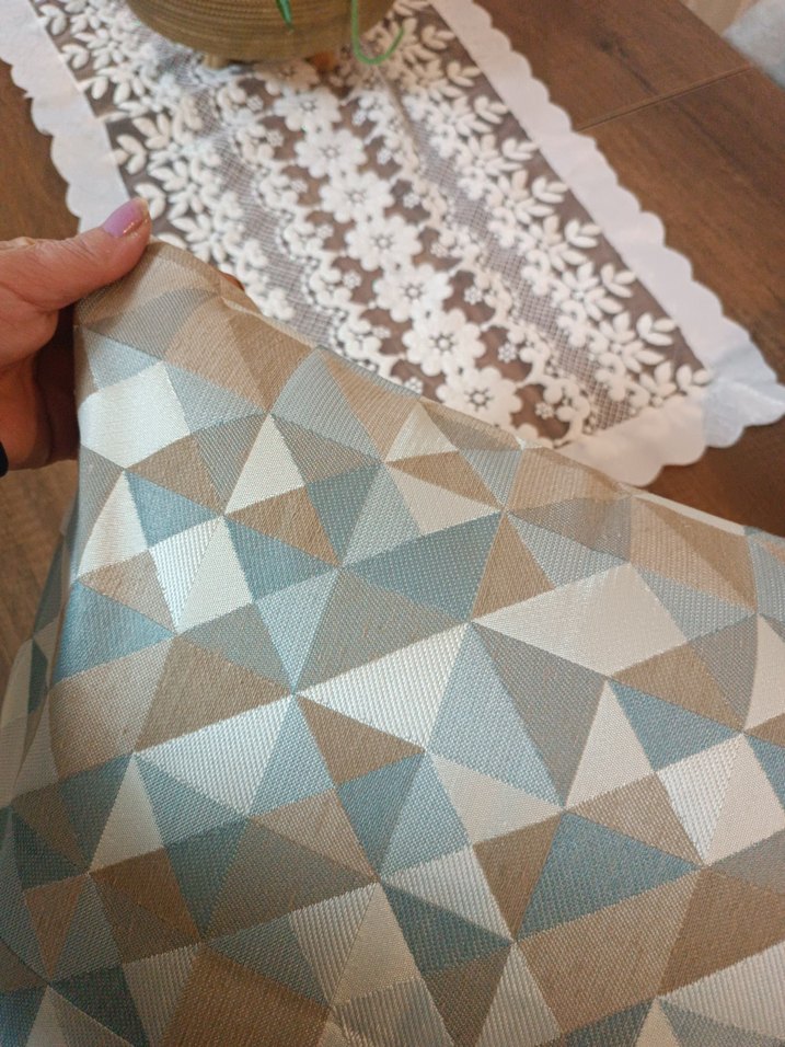 Gri Bej Geometrik Desenli Dekoratif kırlent kılıfı - Görsel 5