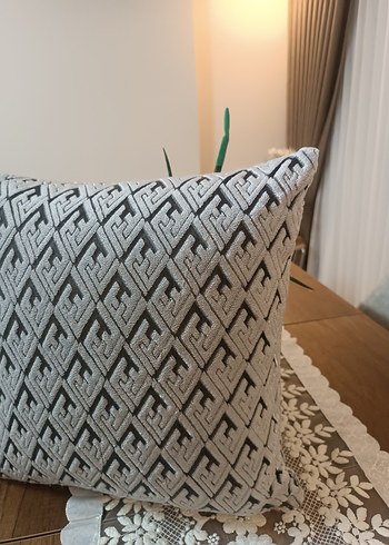 Gri Nakışlı Modern Klasik Dekoratif kırlent - Görsel 2