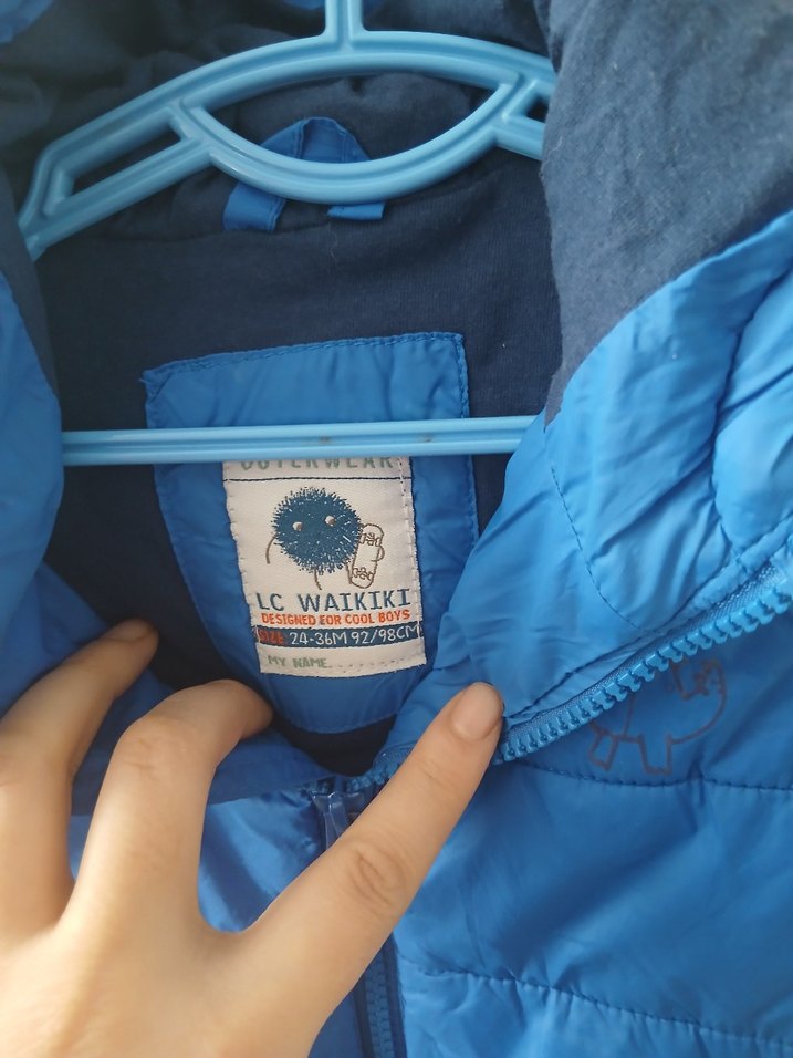 Erkek Çocuk Kapüşonlu Mavi Yelek - Görsel 2