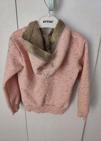 Kız Çocuk Kapüşonlu Pembe Sweatshirt - Görsel 2