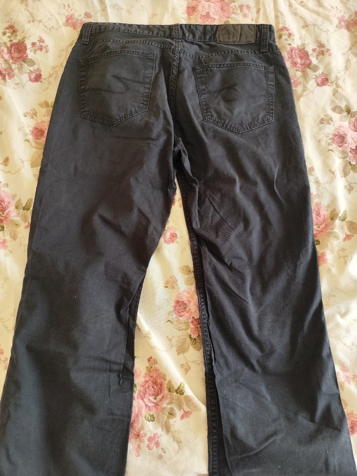 Düğmeli Siyah erkek Bol Kesim Denim Pantolon - Görsel 2