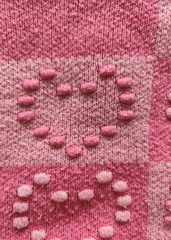 Kalp Desenli Pembe Kız Çocuk Triko Kazak - Görsel 2