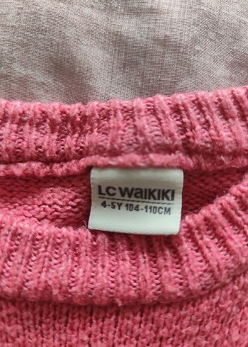 Kalp Desenli Pembe Kız Çocuk Triko Kazak - Görsel 4