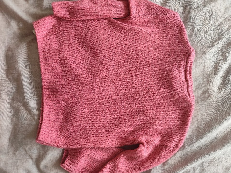 Kalp Desenli Pembe Kız Çocuk Triko Kazak - Görsel 3