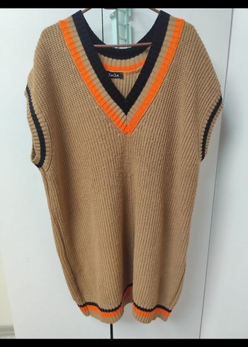 V Yaka Kahverengi Triko Süveter - Görsel 2