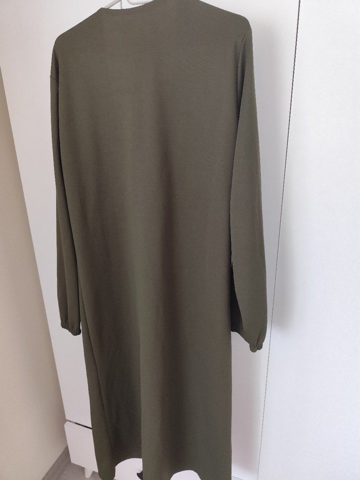 Kadın Haki Uzun Keten Salaş Pardösü - Görsel 2