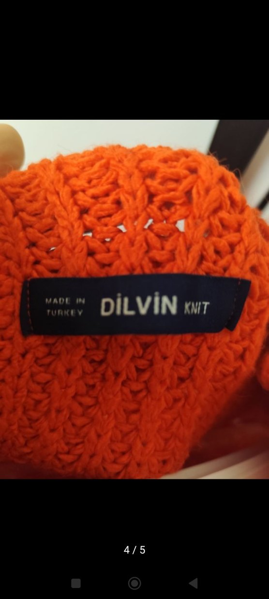 turuncu Salaş Örgü Boğazlı Kazak - Görsel 3