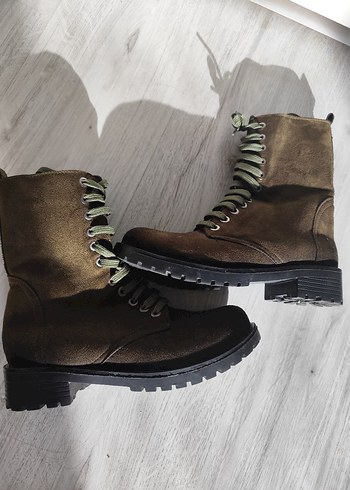 Haki Süet Kamuflaj Desenli Biker Bot - Görsel 2