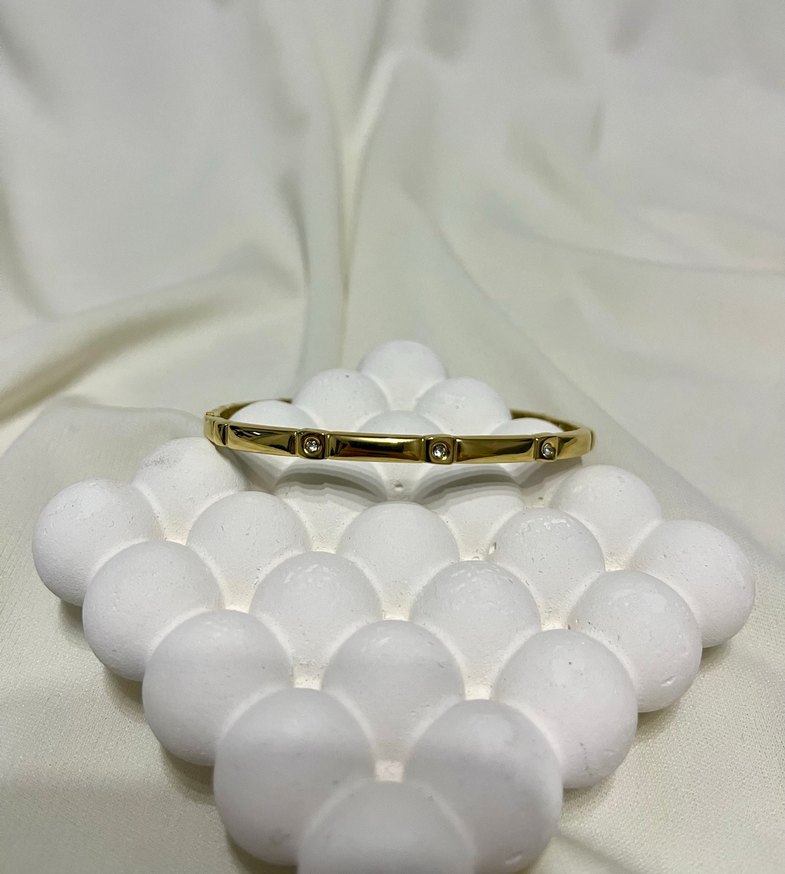 Altın Renkli Noktalı Boncuklu Bileklik - Görsel 2