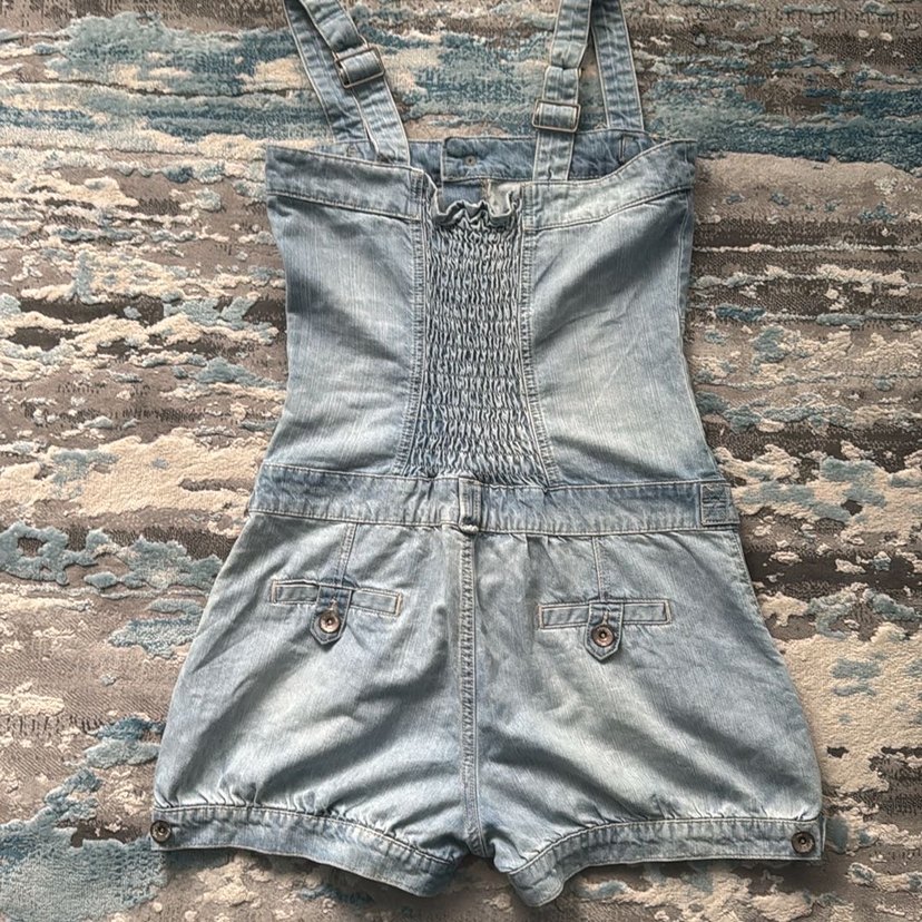 Düğmeli Denim Tulum lolita şort tulum - Görsel 2