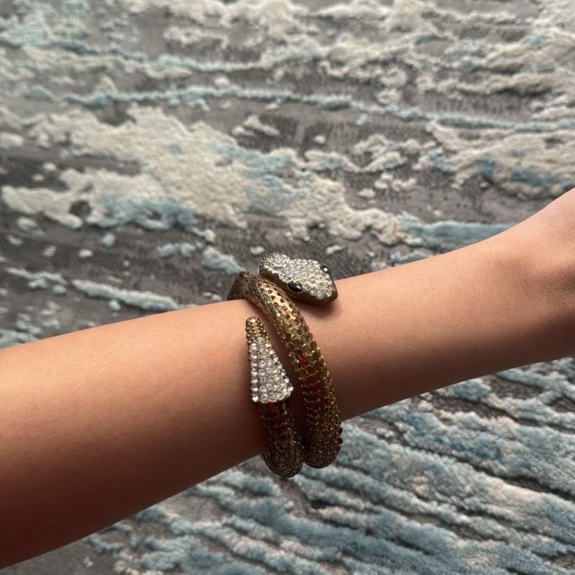 Y2k yılan dolamalı bileklik armcuff yılan kolye - Görsel 4