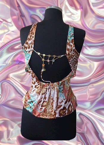 Y2k fairycore leopar bluz vintage bluz - Görsel 2