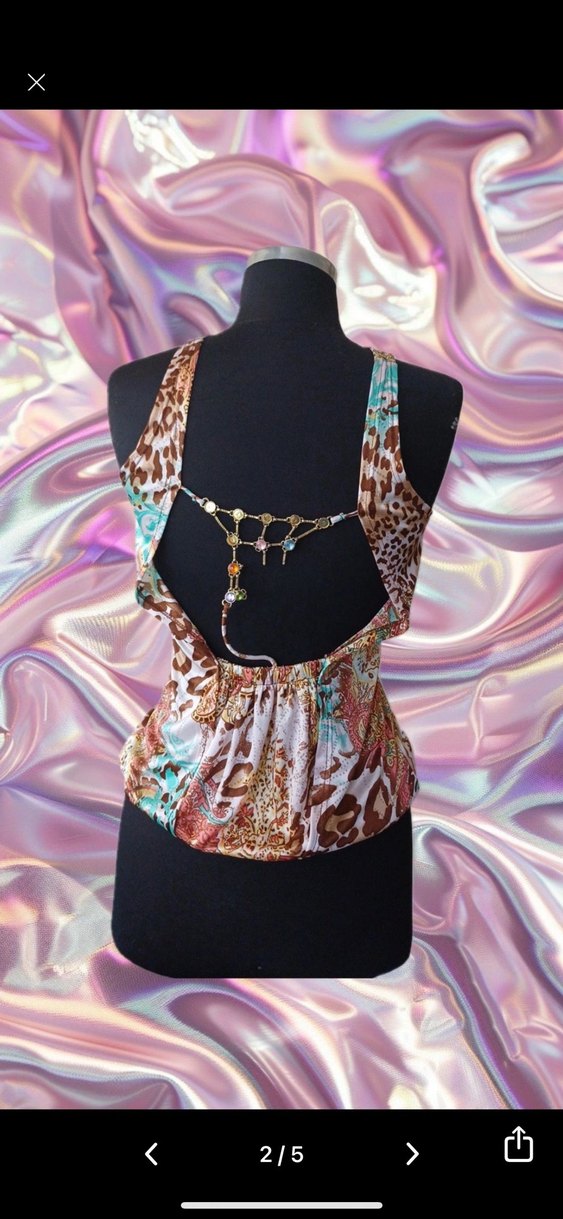 Y2k fairycore leopar bluz vintage bluz - Görsel 2