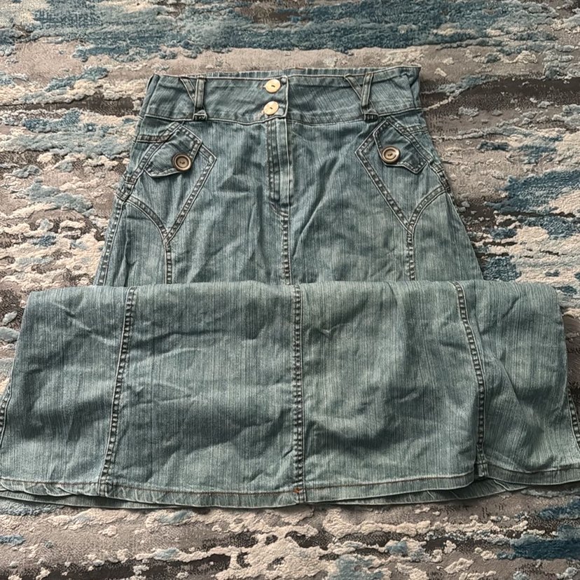 Y2k kot etek uzun kot etek balık etek vintage kot etek - Görsel 2