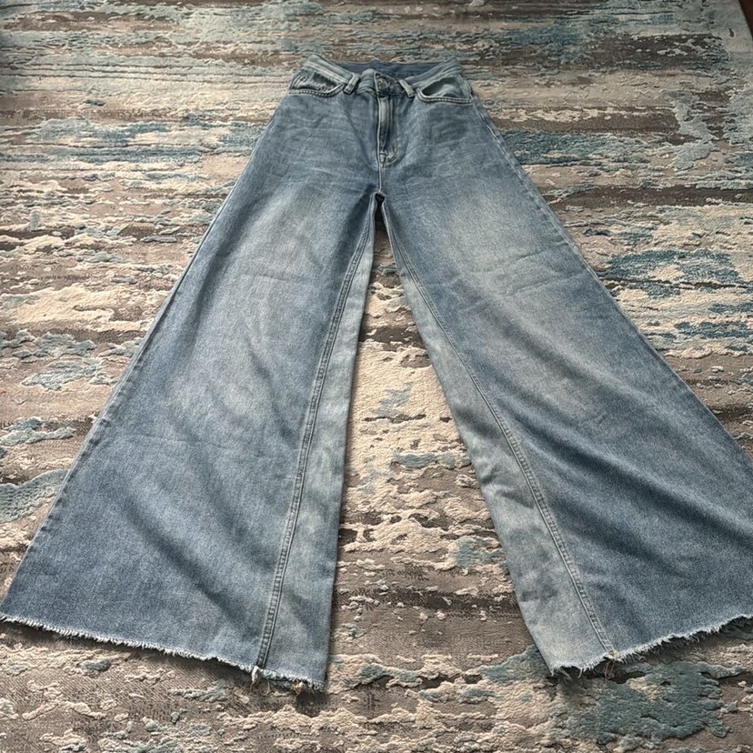 Y2k vintage flare jean bol paça pantolon ispanyol kot pantolon - Görsel 2