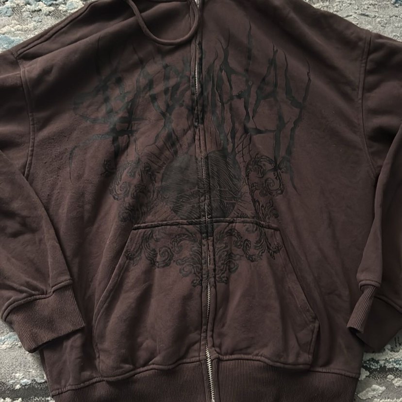 Y2k grunge hırka kahverengi goth hırka - Görsel 2