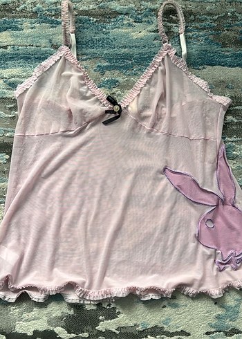 Playboy y2k babydoll askılı üst - Görsel 3