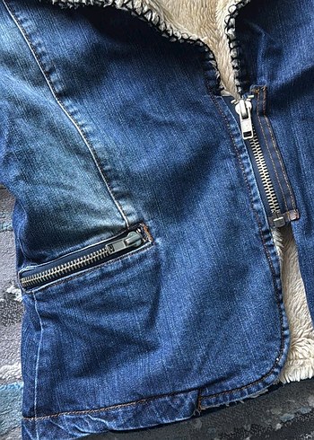Mavi Denim Kürklü kot Ceket y2k kürklü kot ceket - Görsel 4