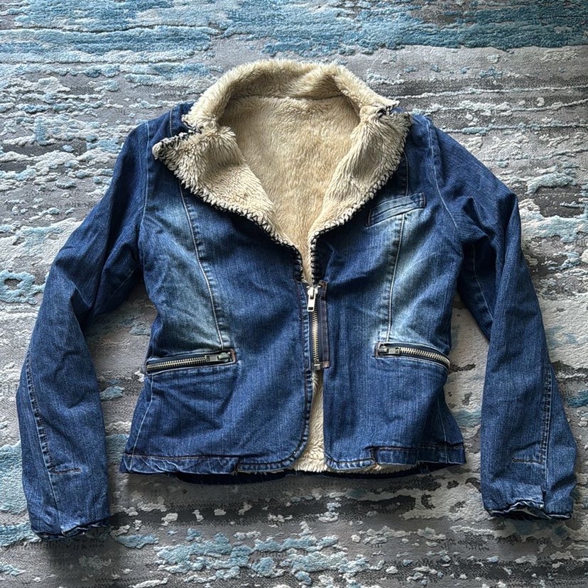 Mavi Denim Kürklü kot Ceket y2k kürklü kot ceket - Görsel 3