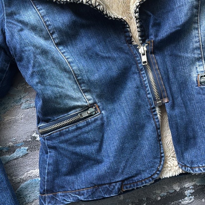 Mavi Denim Kürklü kot Ceket y2k kürklü kot ceket - Görsel 4